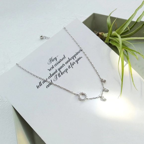 *NEW 925 Sterling Silver Diamond Circle Anklet A - Picture 2 of 11